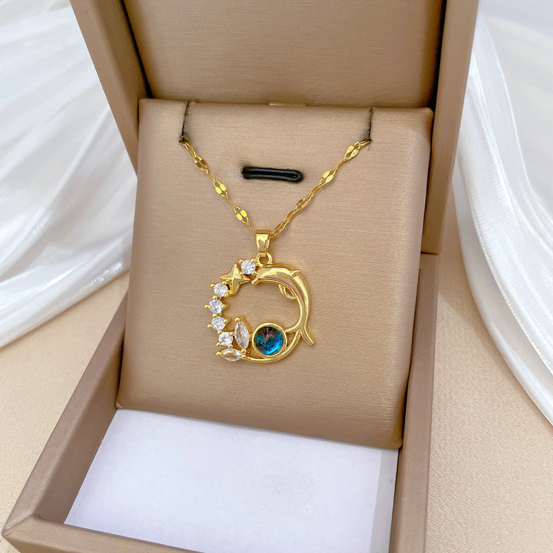 Moon Geometric Stainless Steel Stainless Steel Necklaces