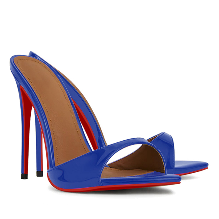 120mm Women's Sandals Pointed Toe Mules Heels Slip on Stilettos-vocosishoes
