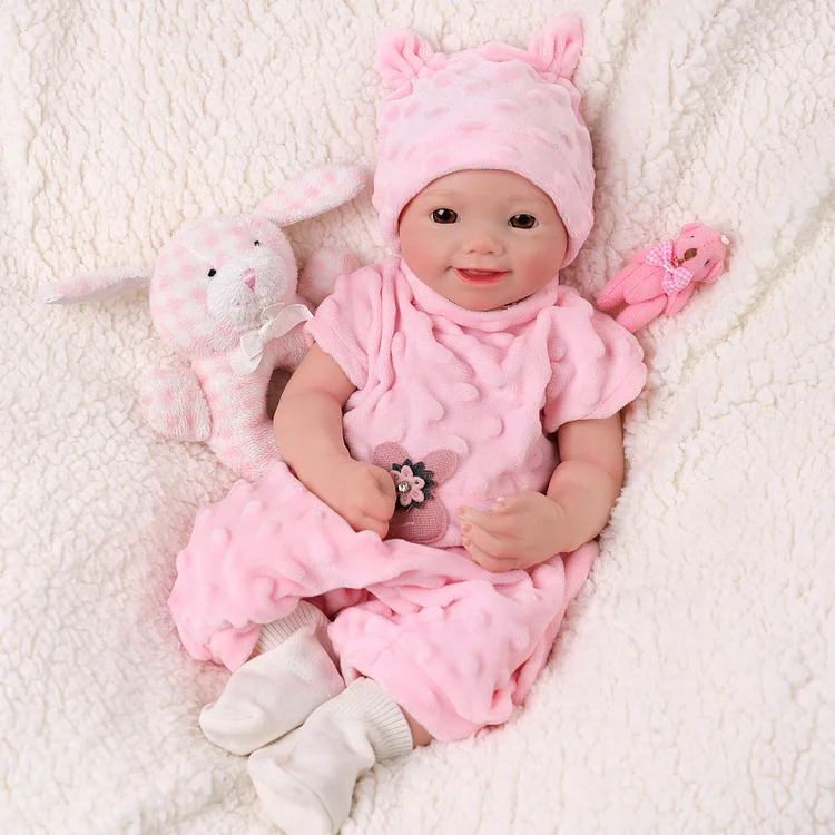 Babeside Sunny 12'' Full Silicone Reborn Baby Doll Lifelike Girl Awake Soft And Lovely Pink