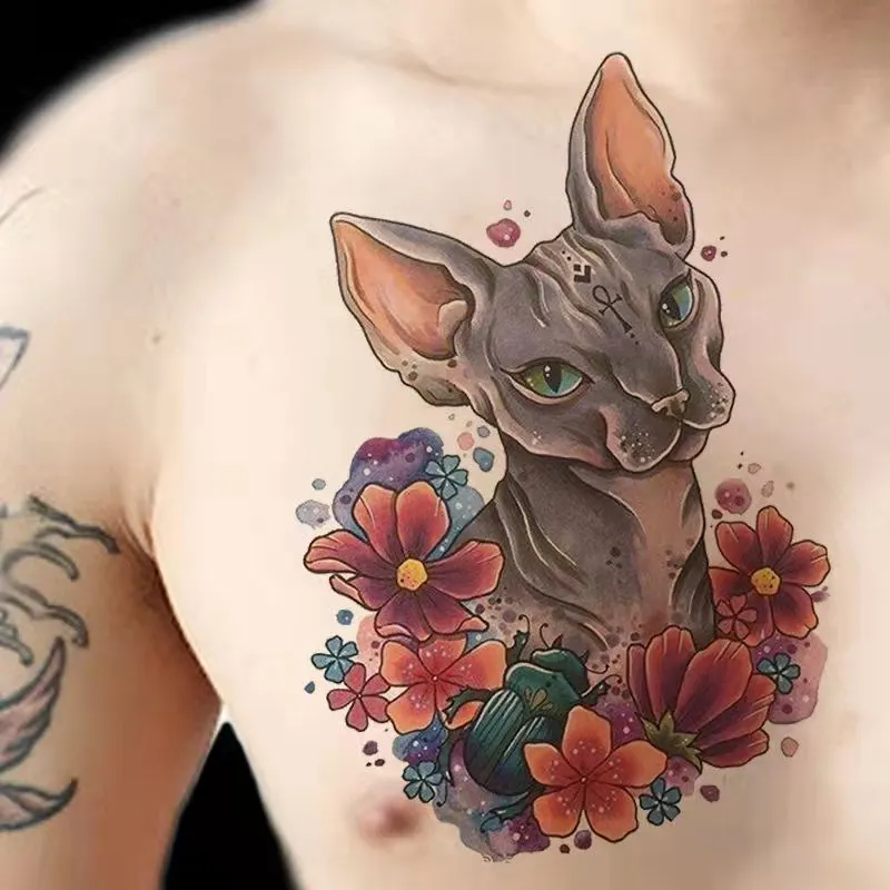 Tatoo Waterproof Cat Japanese Cute Pet Arm Semi Permanent Tattoo Cat Animal Funny Tattoo Sticker Temporary Tattoos for Men Women