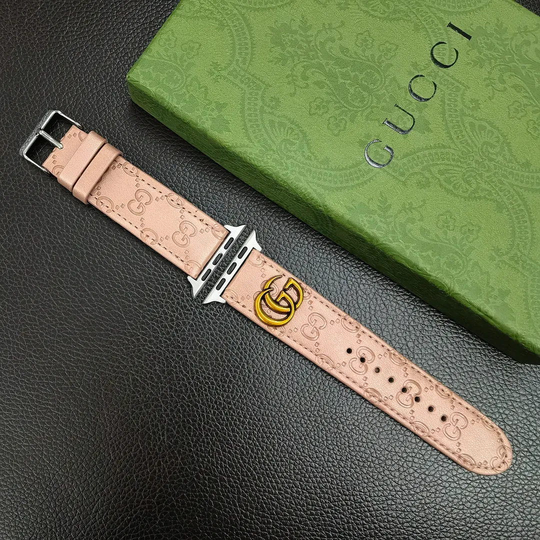 OPHIDIA GG Metal Monogram Gucci Leather Apple Watch Band