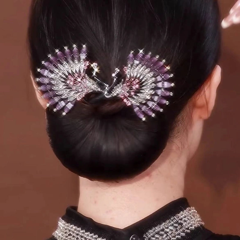 Women’s Minimalist Peacock Feather Flower Alloy Plating Inlay Rhinestones Hair Band