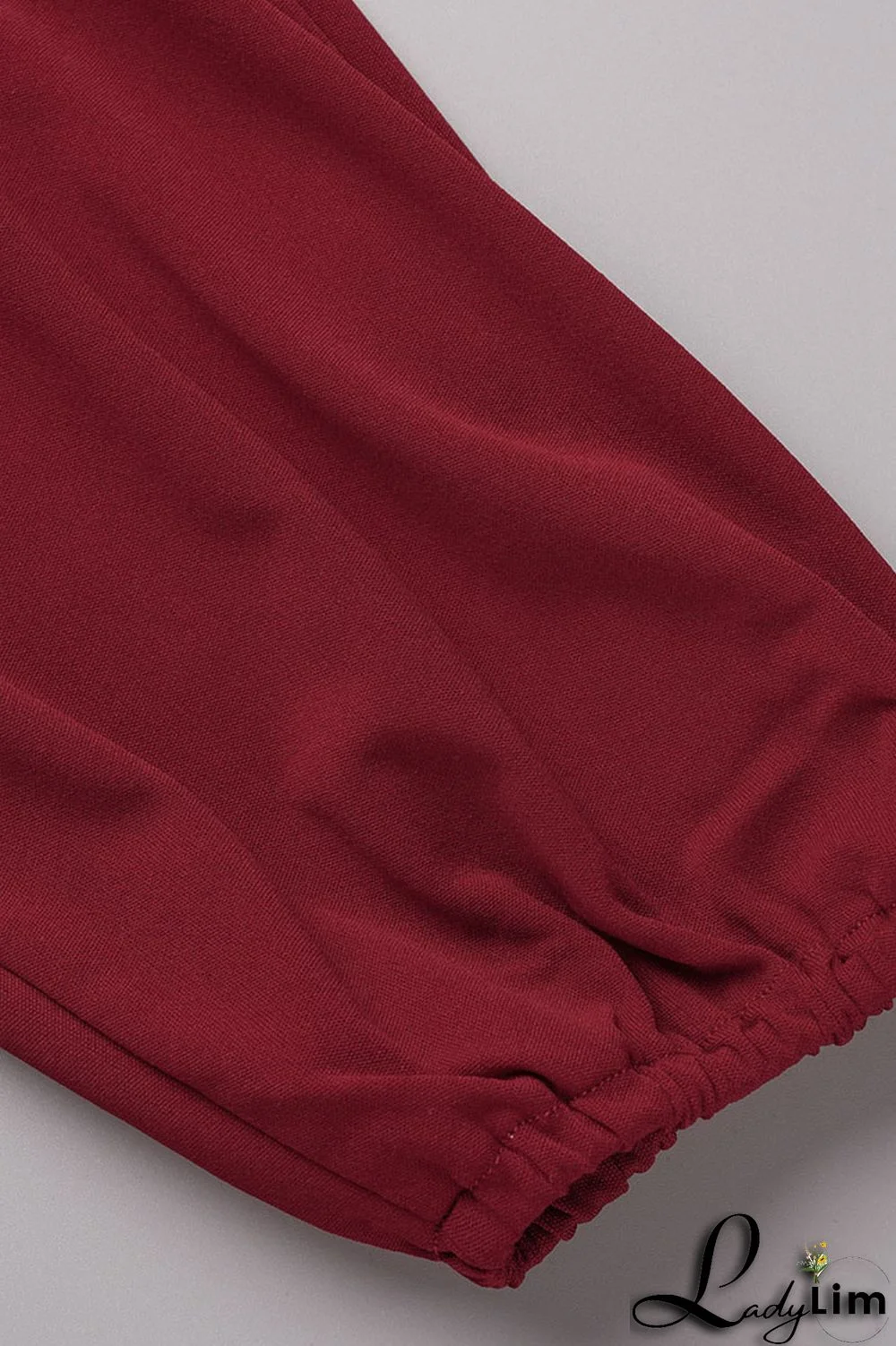 Burgundy Casual Solid Split Joint Spaghetti Strap Loose Jumpsuits