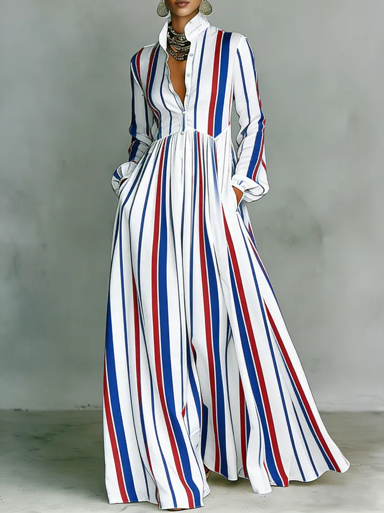 Women's Printed Elegant Romantic Vacation Medium Sleeve Maxi Dress