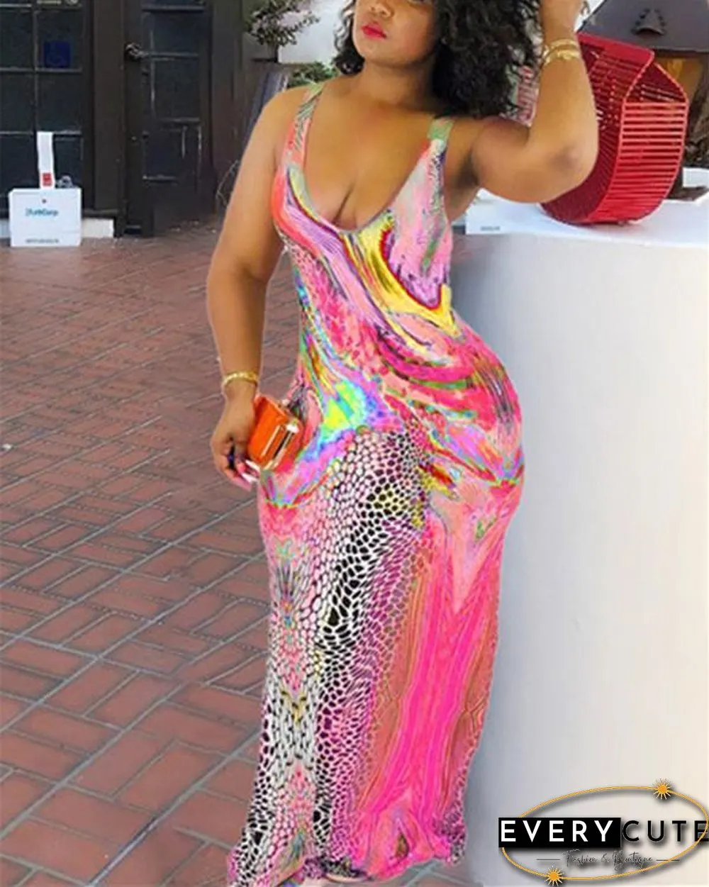 Mermaid U Neck Sexy Women Sleeveless Maxi Dress