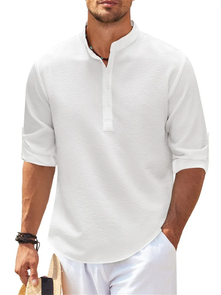 Men's Shirts Long-sleeved Stand-up Collar Open Button Pineapple Plaid Shirt Men's Casual Shirt Tops | 168DEAL