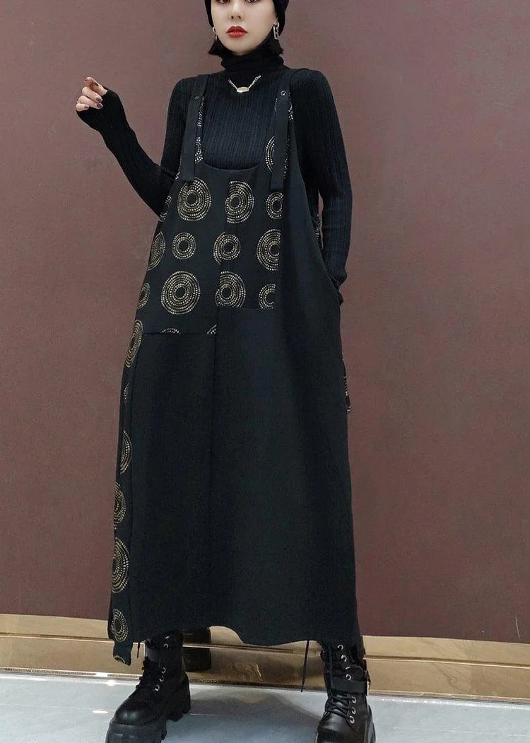 Modern Black Print Quilting Clothes Patchwork Kaftan Spring Dress