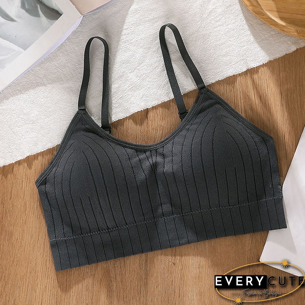 Women's Sleeveless Striped Bra Padded Tank Tops Spaghetti Strap Bralette Crop Top Tube Bras Seamless Tube Top