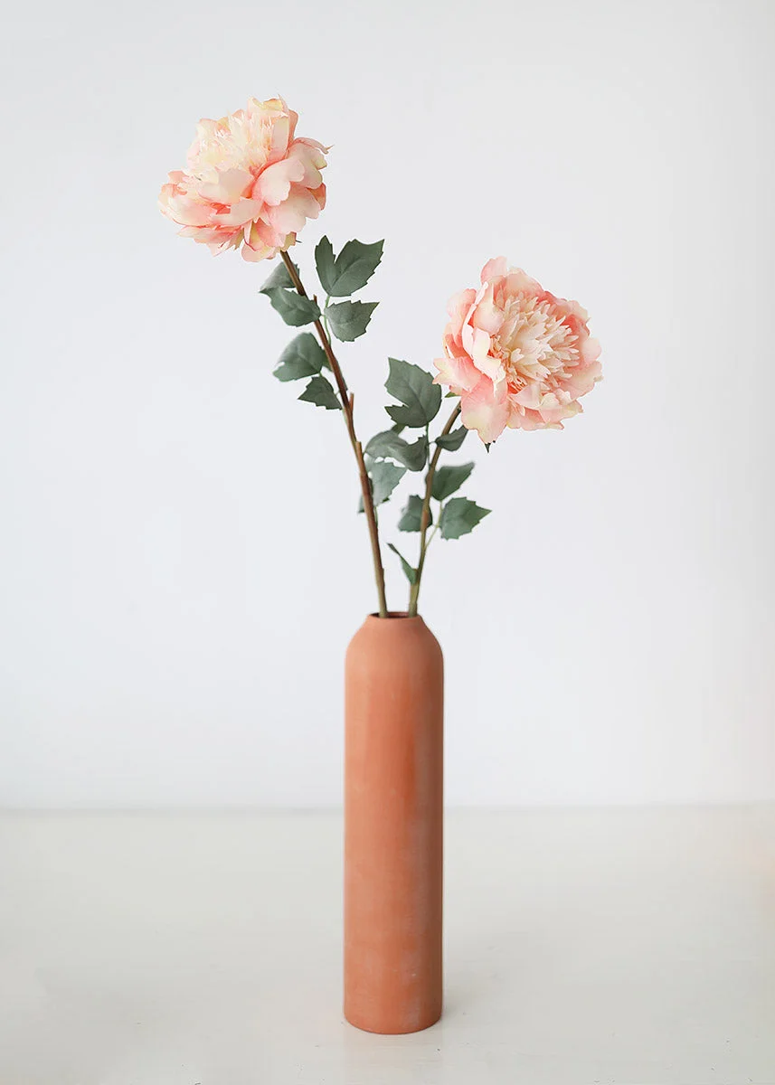 Artificial Peony Flower in Yellow Pink - 30.5"