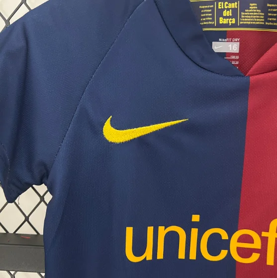 Retro 08/09 Barcelona Home Kids Kit Football Jersey Thai Quality
