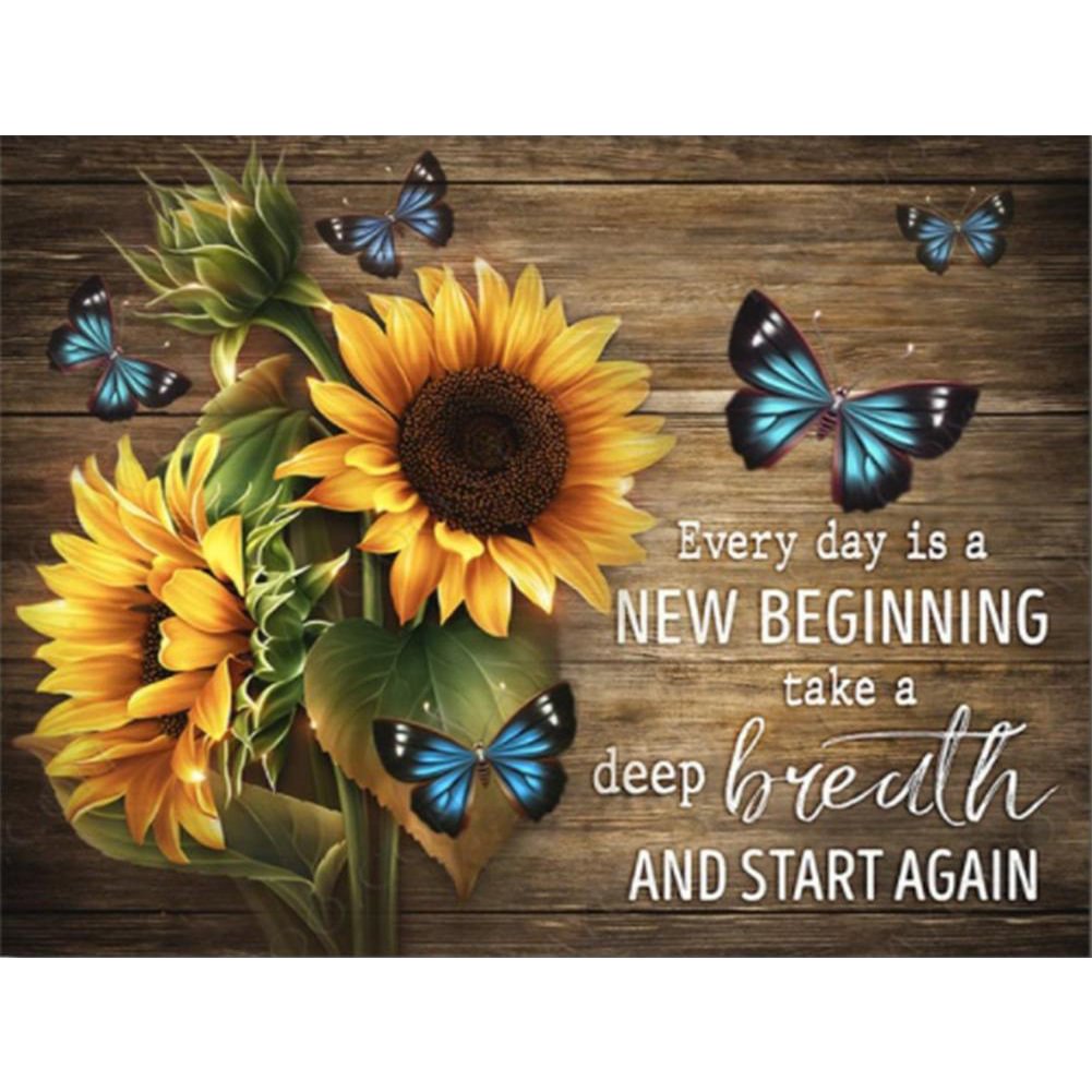 Sunflower Butterfly and Text - 11CT Stamped Cross Stitch(40*50cm)