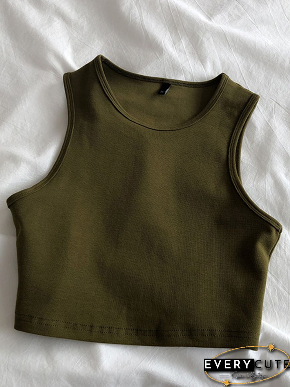 Summer New Ladies Retro Crop Top High Waist Slimming Stretch Slim Short Sleeveless Bottoming Top