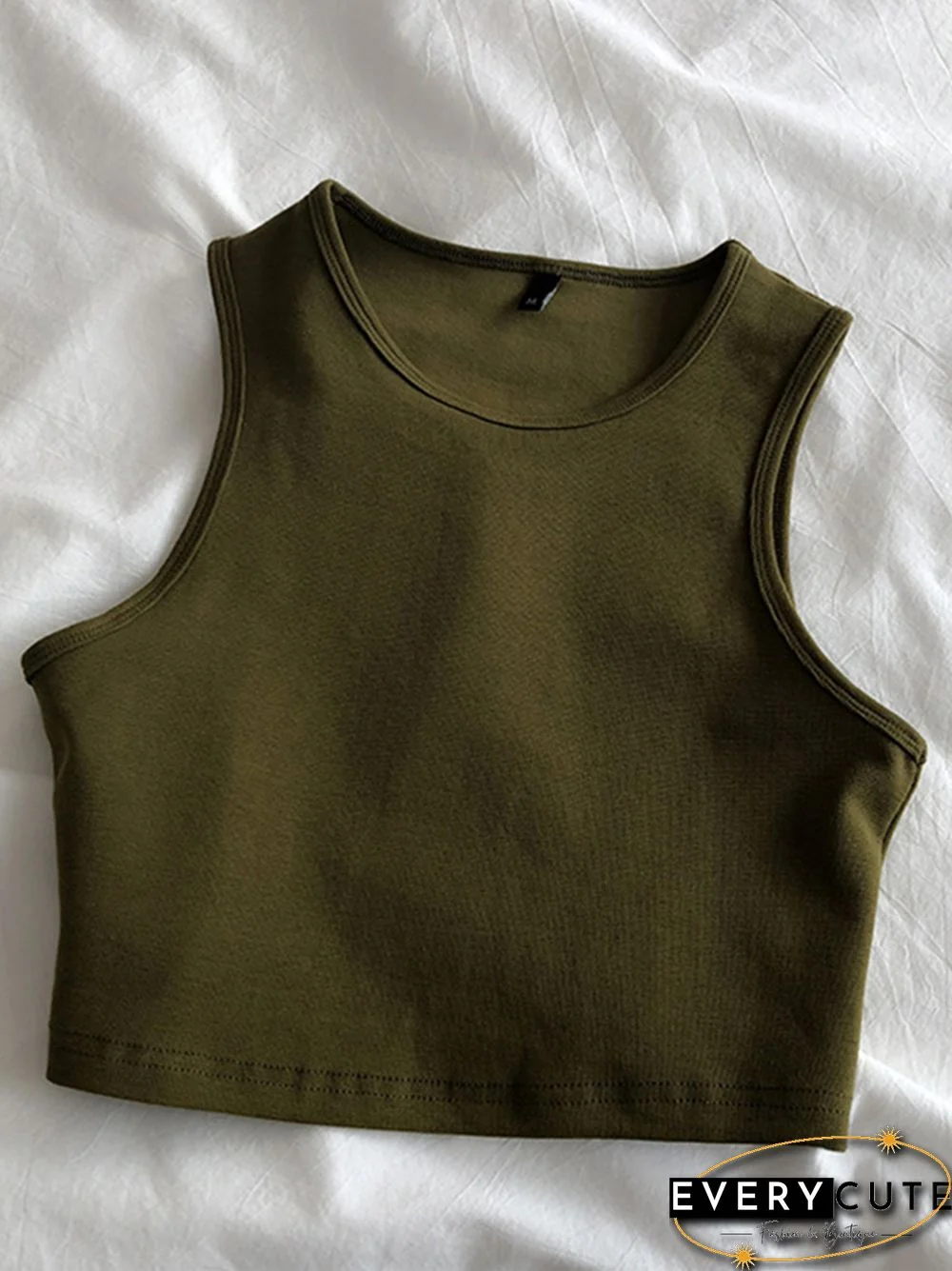 Summer New Ladies Retro Crop Top High Waist Slimming Stretch Slim Short Sleeveless Bottoming Top