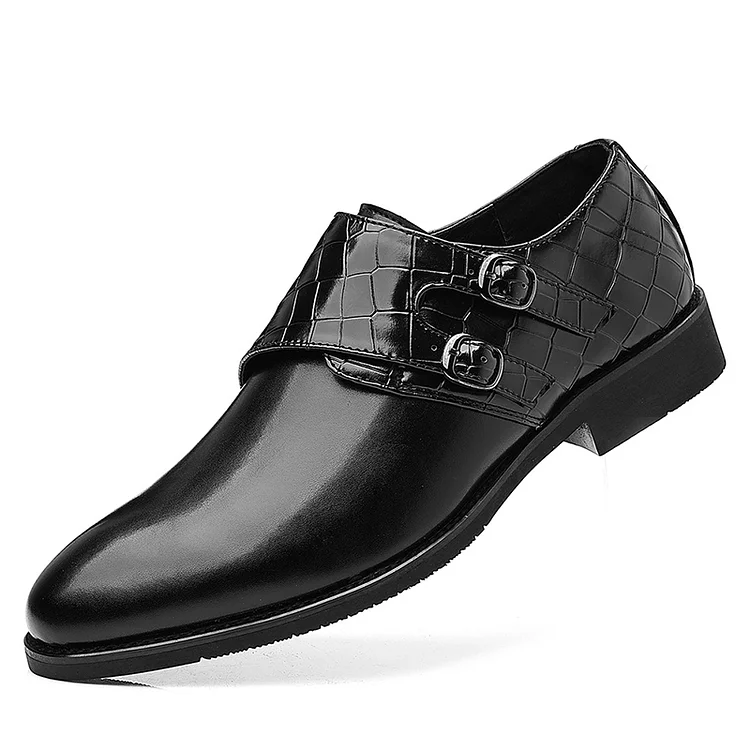 PU Leather Animal Patterns Buckle Patchwork Pointy Toe Loafers Shoes