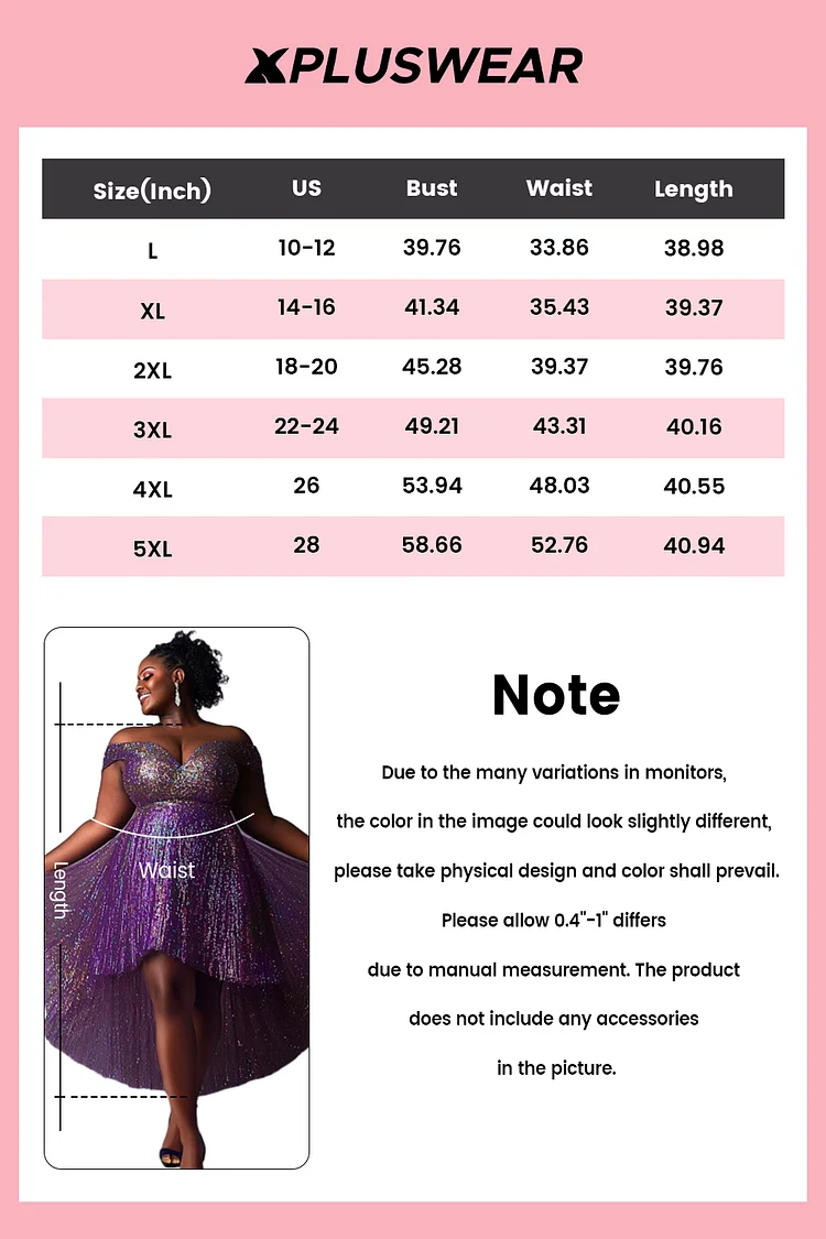 Xpluswear Design Plus Size Party Purple Elegant Off The Shoulder High Low Hem Tulle Mini Dresses [Pre-Order]