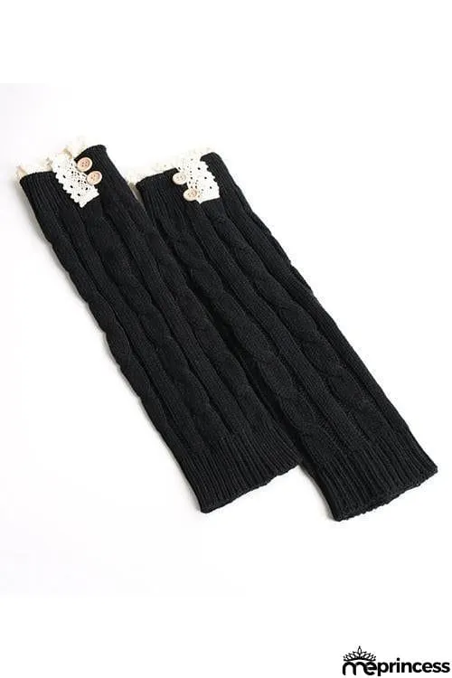 Lace Rim Braided Leg Warmers Lace Rim