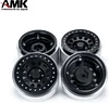 AMK 4Pcs Aluminum Alloy 17.5mm Hex Hub 2.9 Beadlock Wheels Rims for 1/6 RC Crawler Car Axial SCX6 Upgrades(Black)