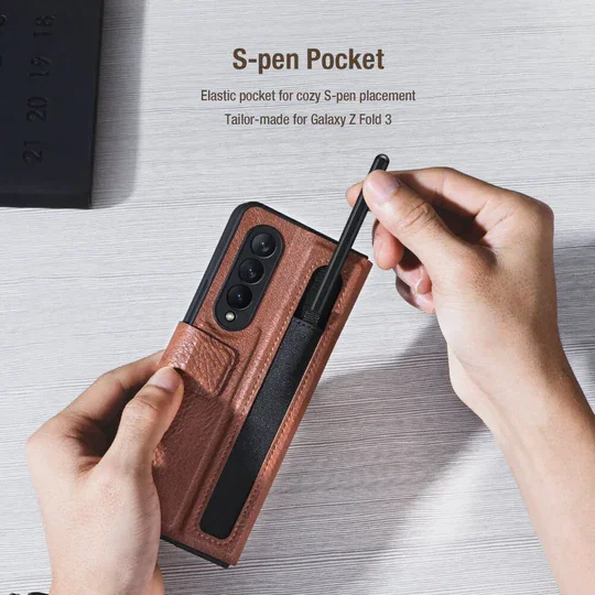 Suitable for Samsung Galaxy Z Fold4 / Fold5 Luxury Leather Case With Pen Pocket