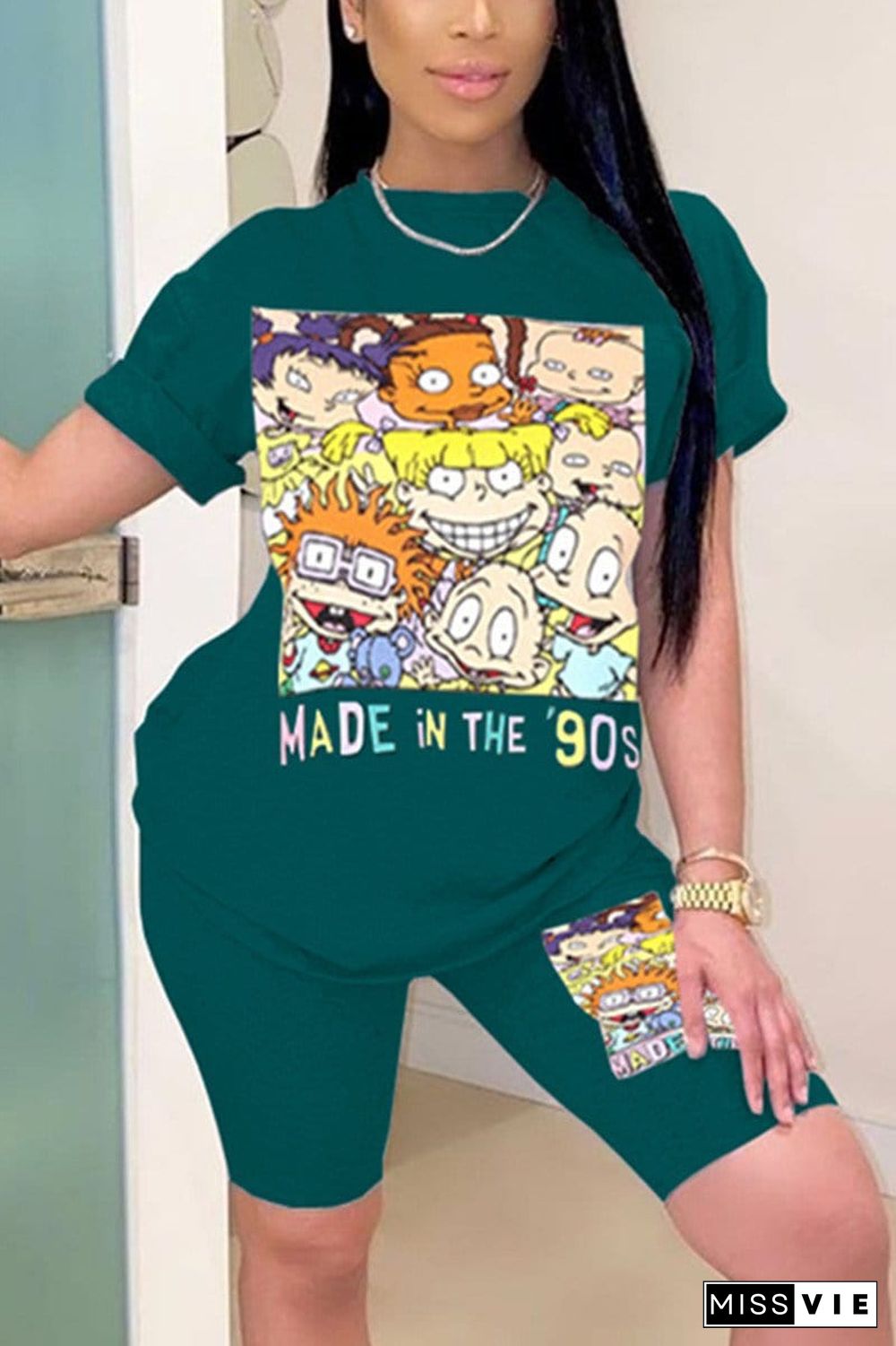 Fashion Lovely Cartoon Printed Two Piece