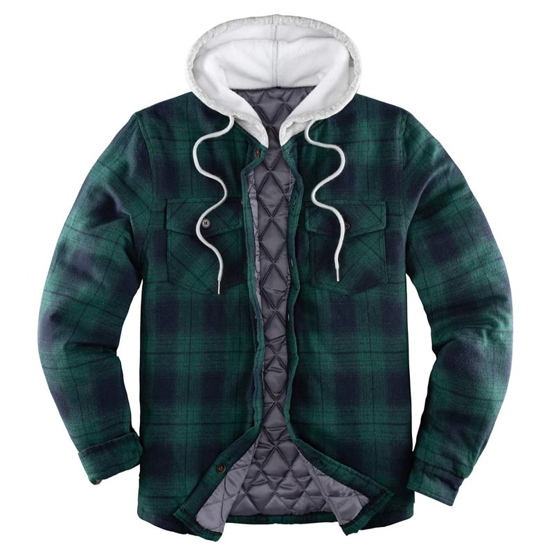Mens Winter Plaid Thick Casual Jacket-barclient
