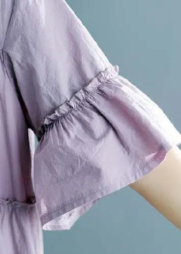 Modern purple Cotton quilting dresses o neck patchwork oversized summer Dresses