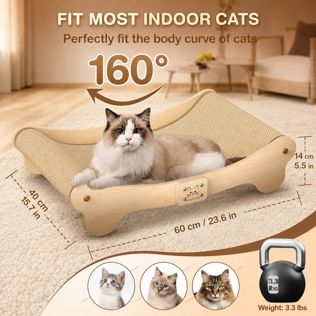 BEBANGCat Scratcher Bed for Indoor, Cat Scratch Pad Hammock for Indoor Cats Lounger & Scratch & Sleep