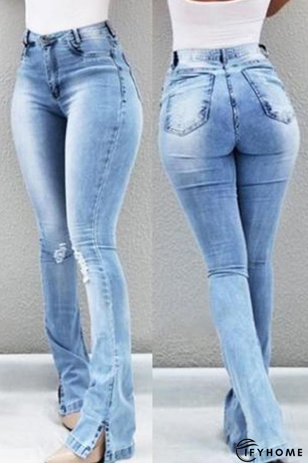 High Waist Ripped Slit Jeans | IFYHOME