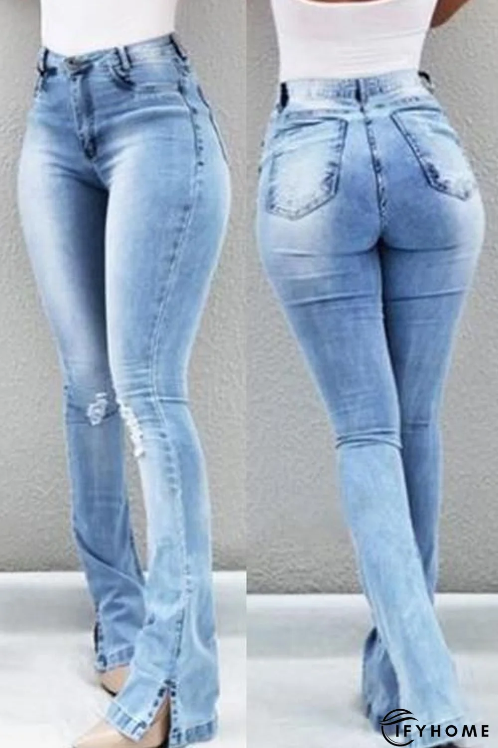 High Waist Ripped Slit Jeans | IFYHOME