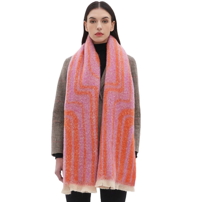 Women’s Casual Minimalist Stripe Polyester Scarf