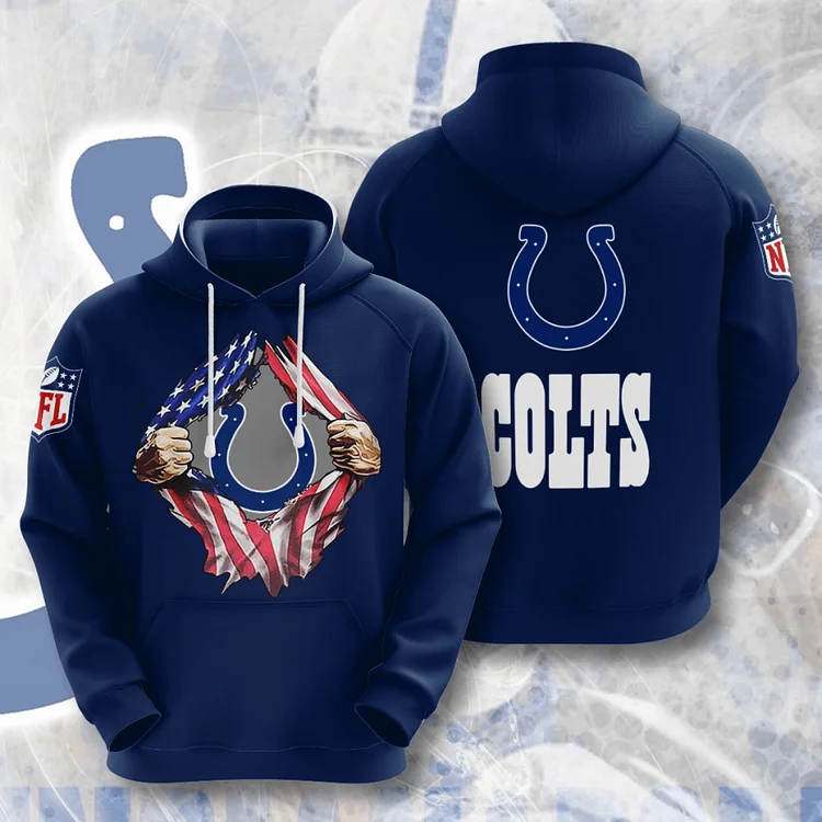 Indianapolis Colts 3D Printed Hooded Pocket Pullover Hoodie