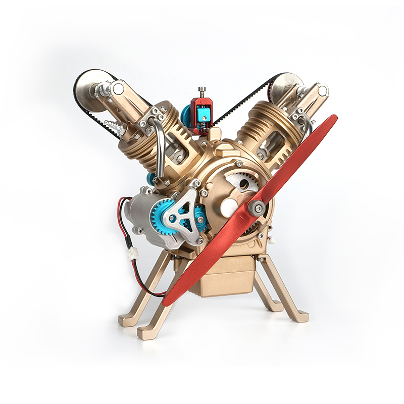 V2 Engine Assembly Kit Full Metal VTwin Double-Cylinder Engine Model Kit for Collecting/Decorating/Education