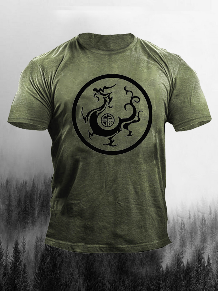 Broswear Qin Dynasty National Emblem Men's Short-Sleeved Shirt