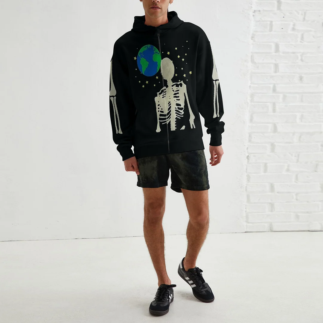 Personality Printed Men's Cardigan Sports Top Hoodie