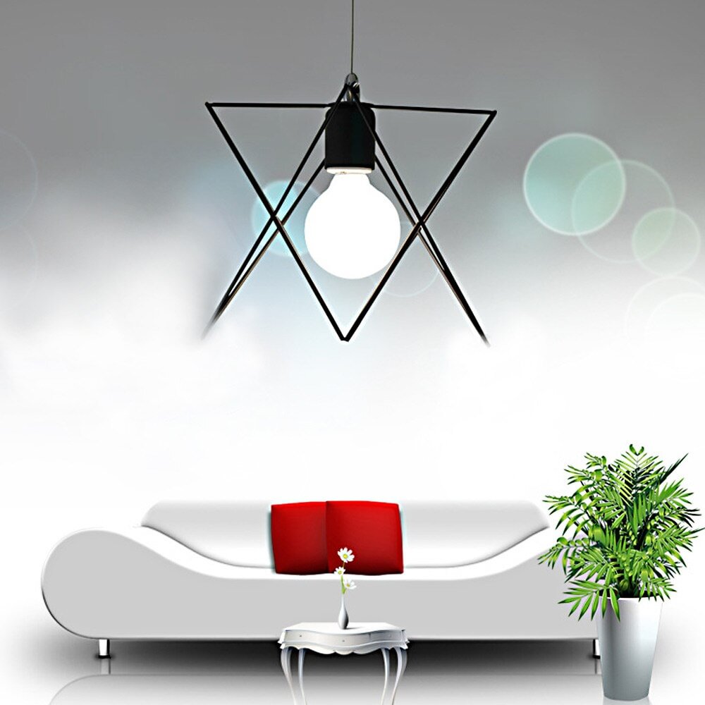 Modern Metal Geometric Pendant Lights Foyer Plug-in Cord 1-Light Hanging Lamp Loft Rustic Home Decoration LED Lamp