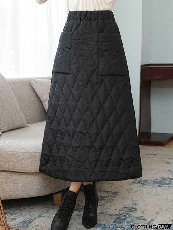 Vintage Loose Elasticity High-Waisted A-Line Padded Skirt Bottom