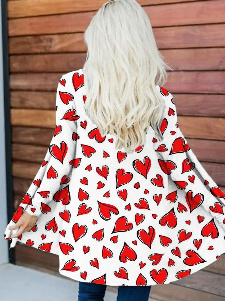 Love Heart Print Cardigan