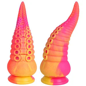 Silicone Tentacle Dildo for Anal Sex—Prostate Massage Buttplug in Orange Monster Penis for Women