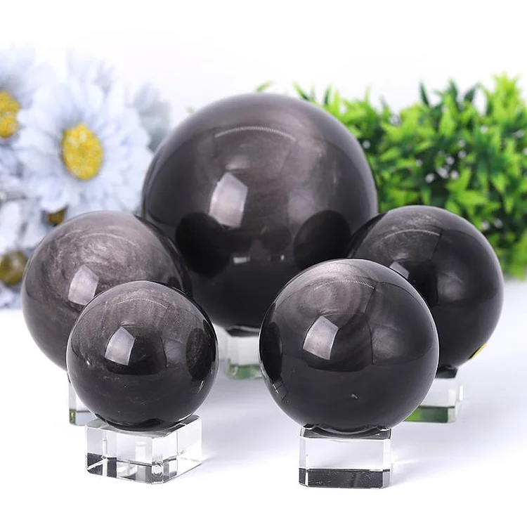 2.0"-4.5" Silver Obsidian Sphere