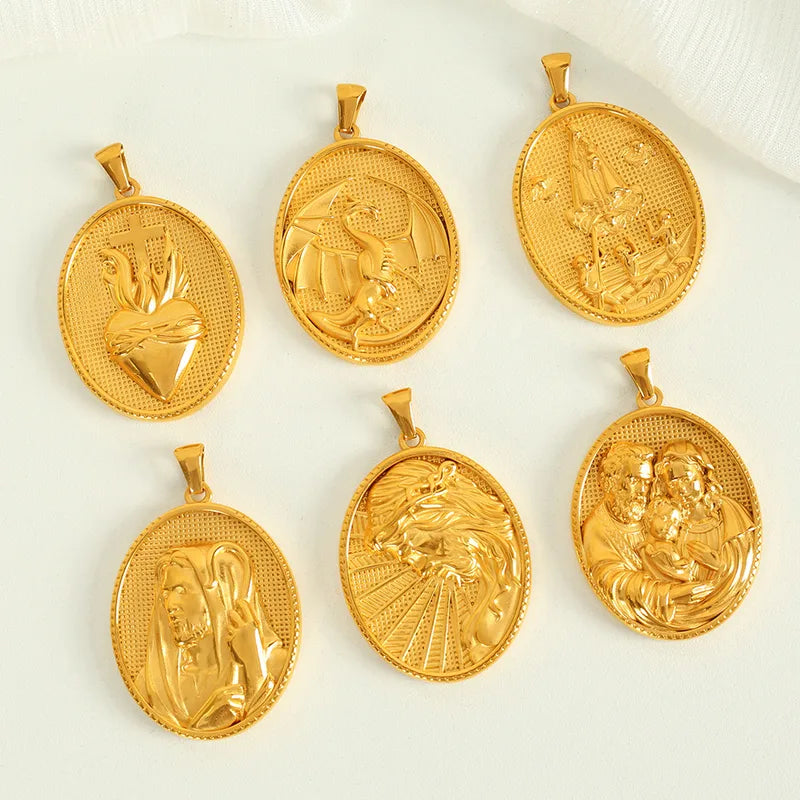 1 Piece 35.7*26mm Titanium Steel Human Virgin Mary Pendant