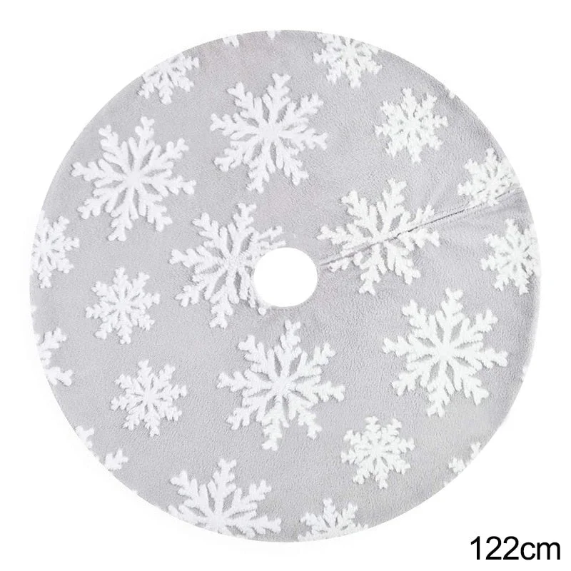 White Snowflake Xmas Tree Skirt Carpet Floor Mat Ornament Merry Christmas Decoration for Home Natal New Year Navidad 2022 Decor