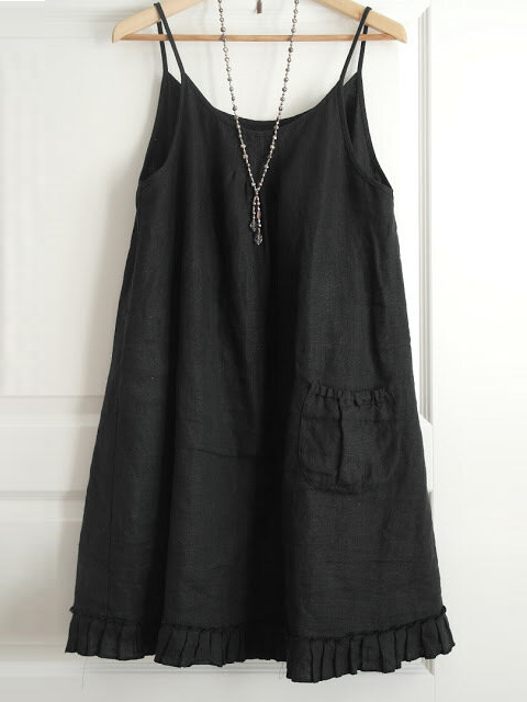 Womens Sexy Linen Mini Slip Dress