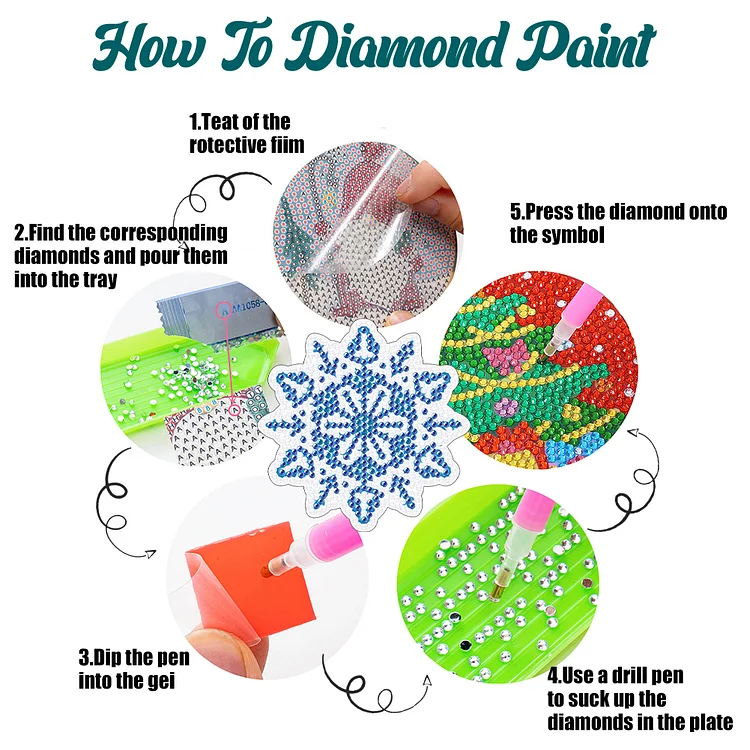 6PCS Acrylic Diamond Art Coasters with Holder Diamond Crafts Coasters  Christmas