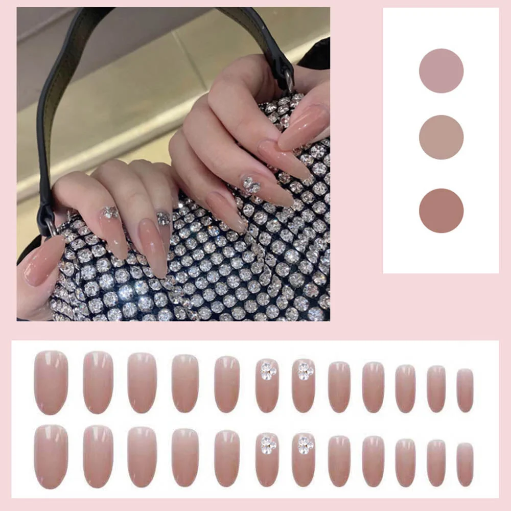 24PCS Decorated False Press nails Full drill square bride Mermaid Manicure patch removable press on nails with designs wholesale-Nail Inspo