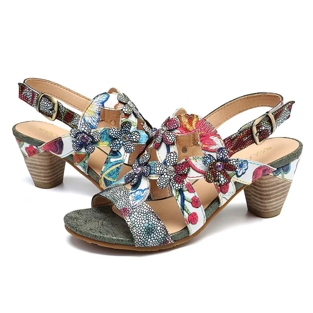 Sandals Super Comfy Sequined Pattern Floral Veins Hook Loop Elegant Sandals Summer Shoes Women  2020