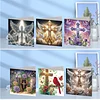 6pcs Diamond Painting Cross Greeting Card Set with Envelope Daily Wishing Cards for Birthdays Thanksgiving & Special Occasion