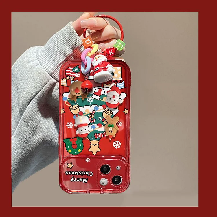 Custodia a specchio flip con pendente a forma di albero di Natale per iPhone