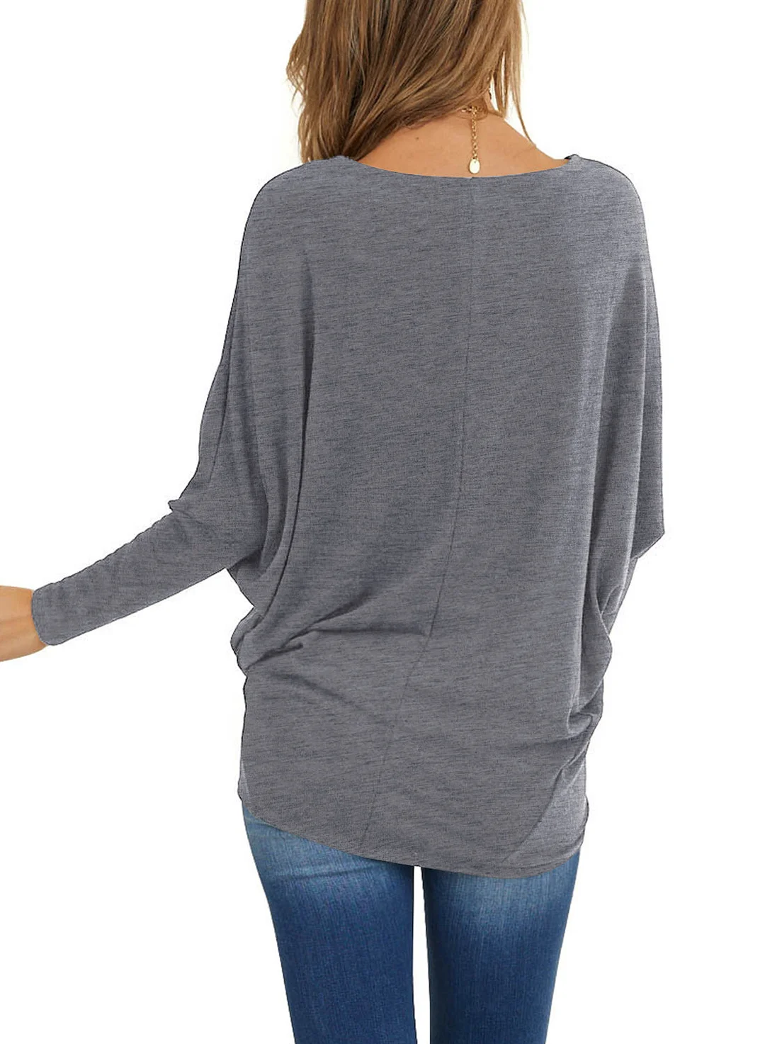 MIHOLL Womens Long Sleeve Batwing Casual Loose Dolman T-Shirt Blouse Tops