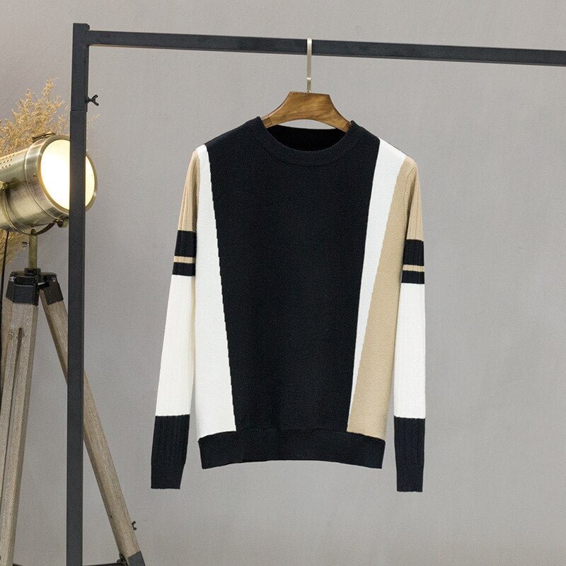 2021 New Autumn winter women sweaters and pullovers long sleeve casual Stripe sweater slim solid knitted jumpers Sweater