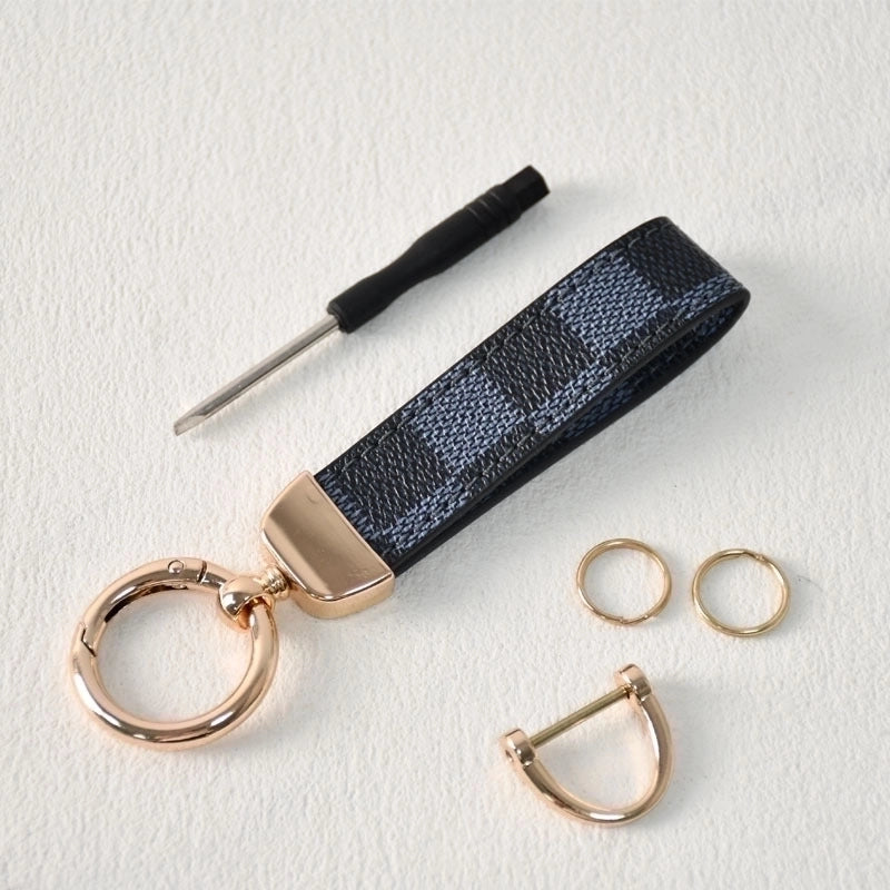 5 Pieces Classic Trendy Old Flower Leather Car Key Chain High Quality Car Key Chain Anti-lost Accessories Pendant Factory Direct Sales