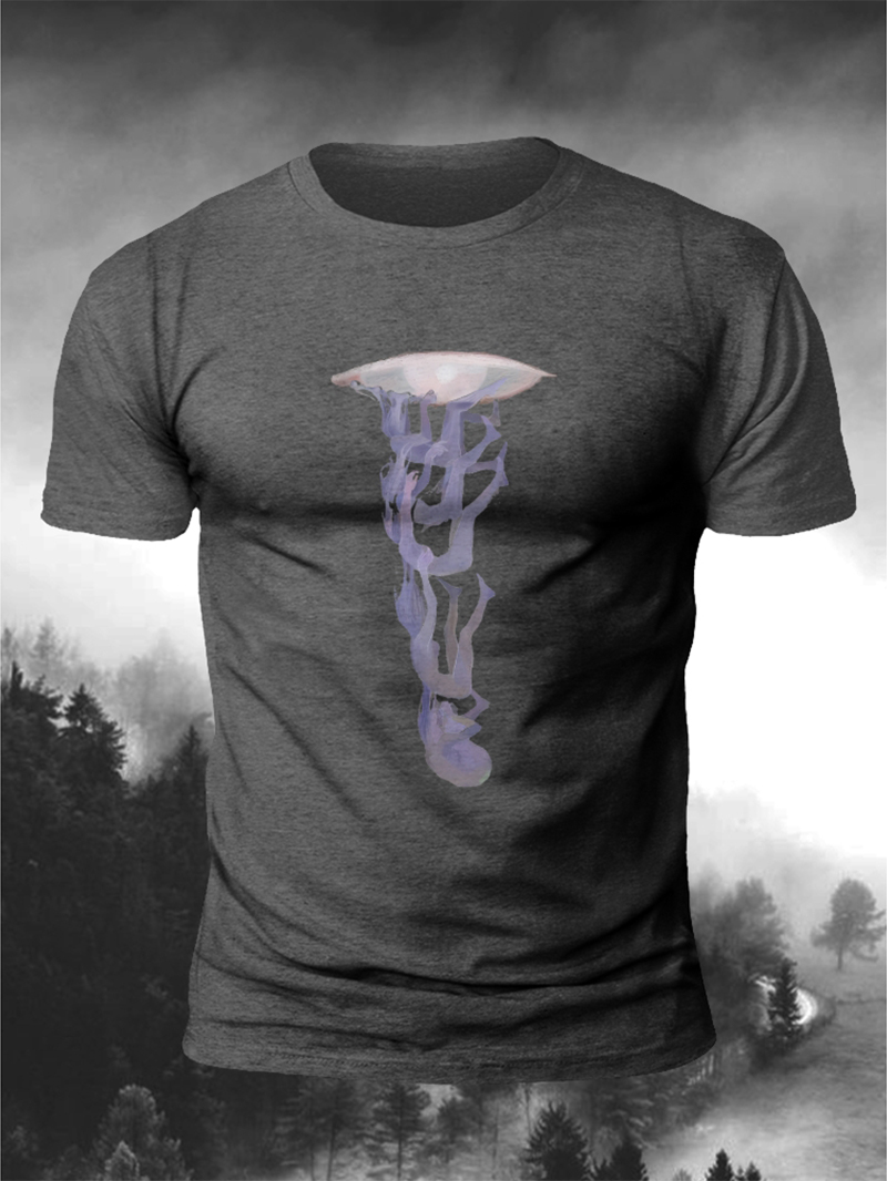 Men's Falling Print Casual Short Sleeve T-shirt